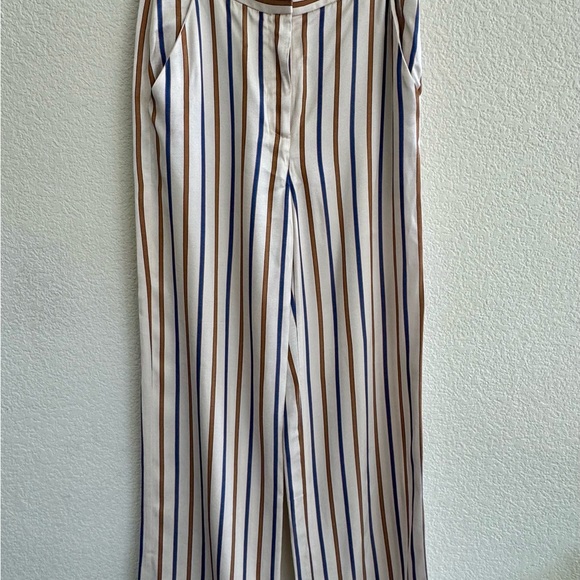 VERONICA BEARD Grigore cream, blue brown stripe Pant Size 4 NWT - Picture 8 of 16